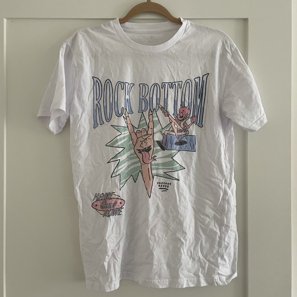 “Rock Bottom” White Fitted Graphic Tee